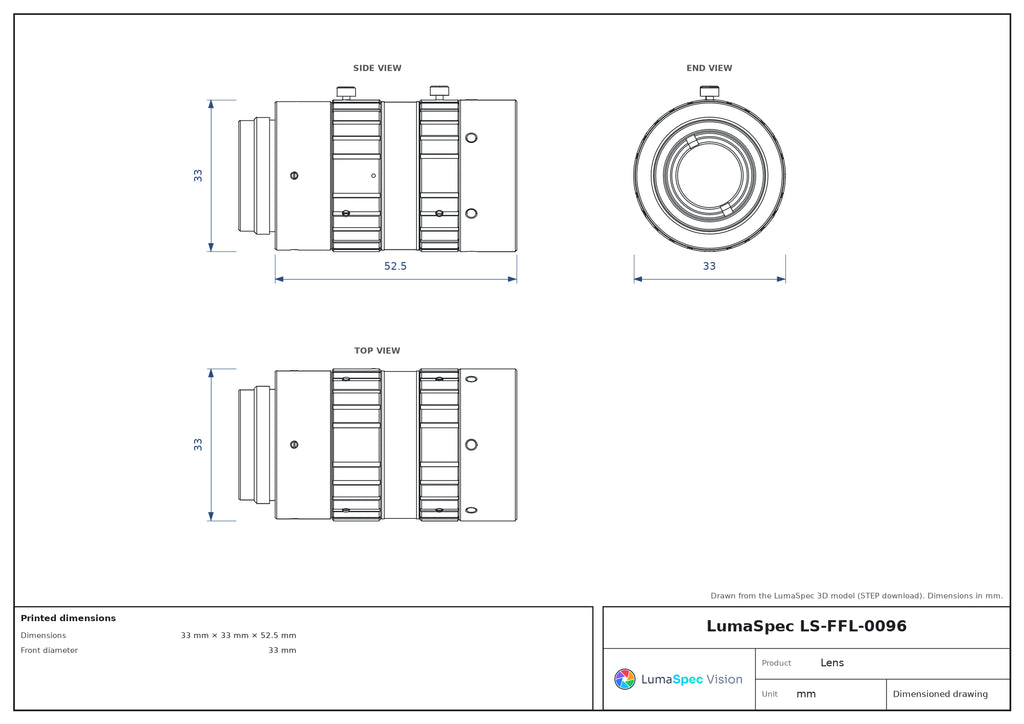 LS-FFL-0096 dimensions (mm)