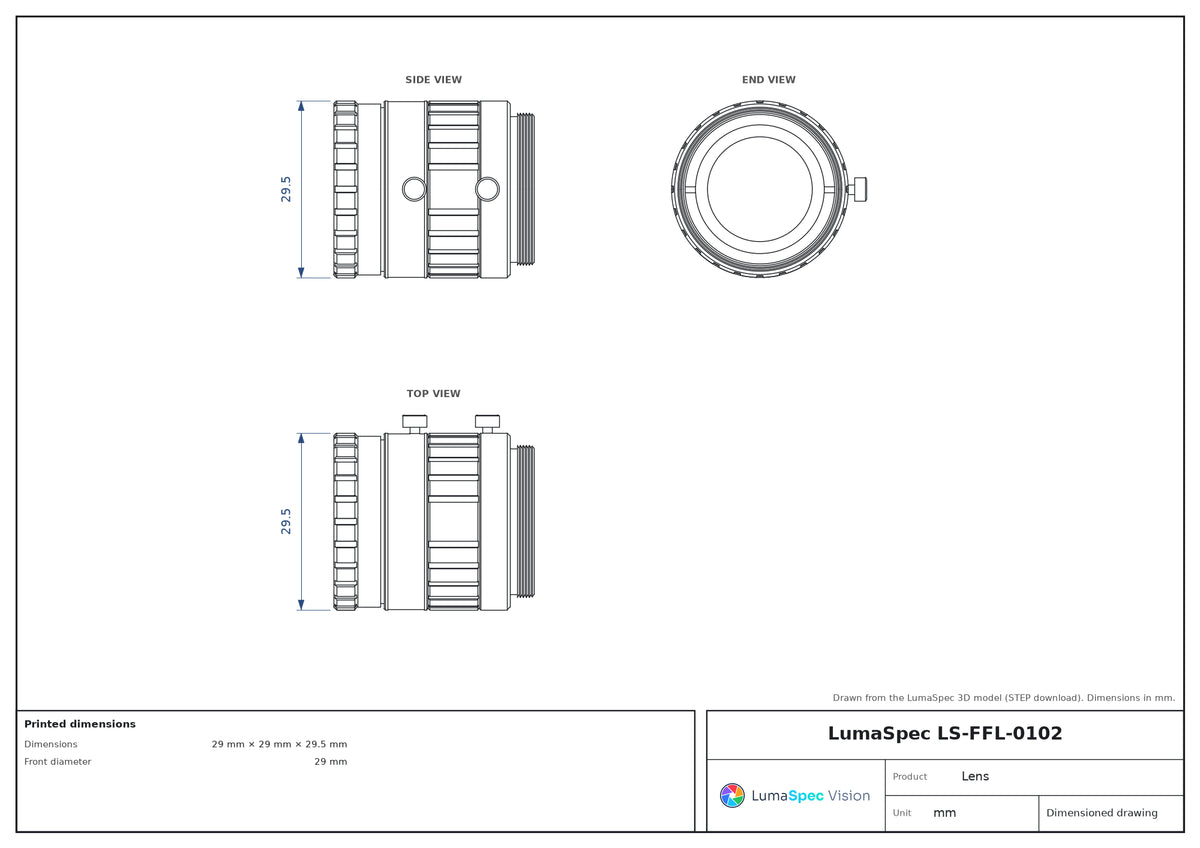 LS-FFL-0102 dimensions (mm)