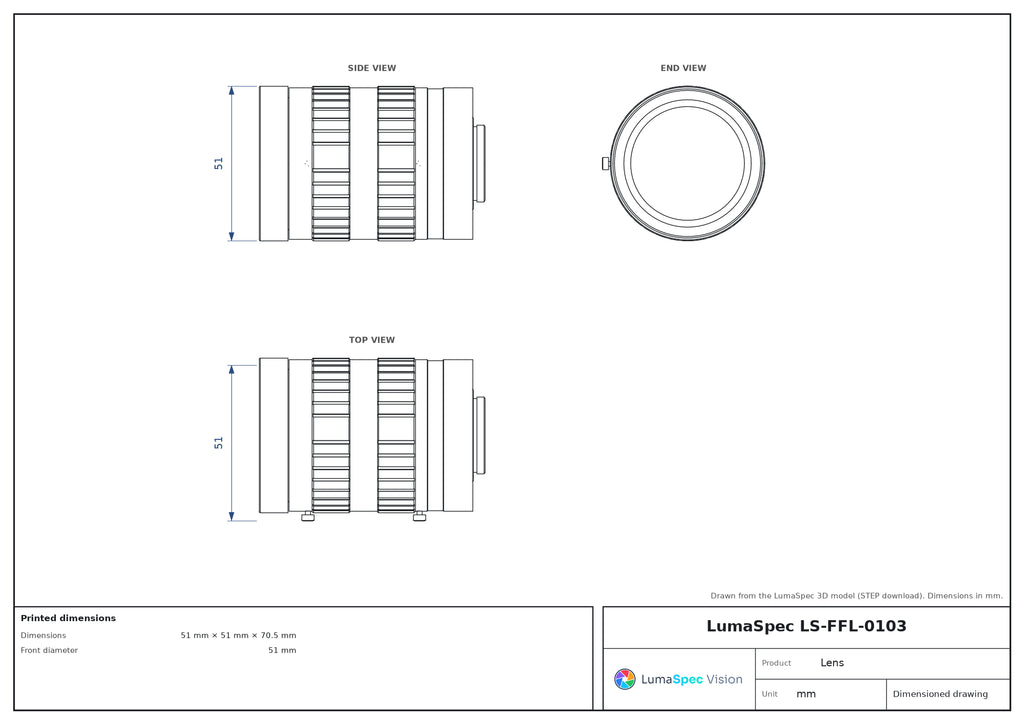 LS-FFL-0103 dimensions (mm)