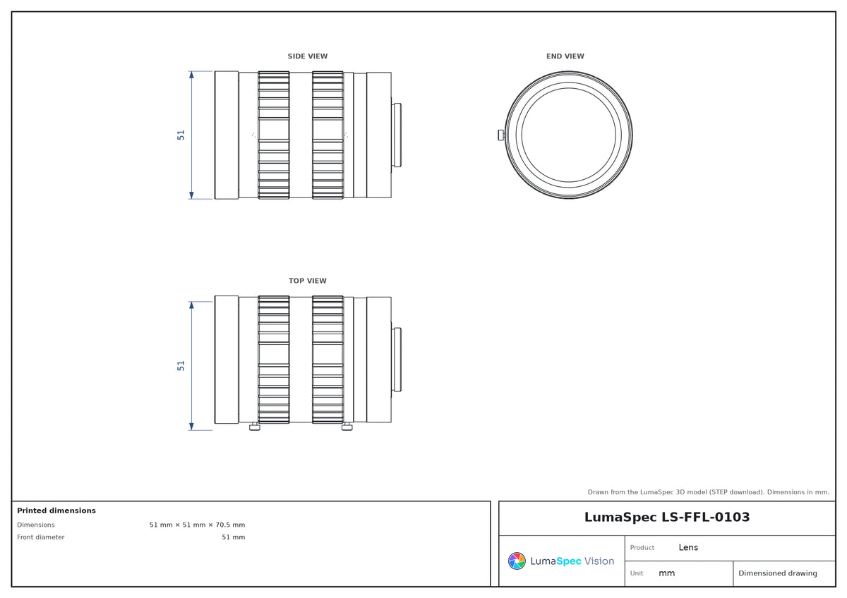 LS-FFL-0103 dimensions (mm)
