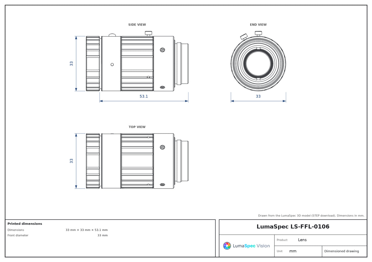 LS-FFL-0106 dimensions (mm)