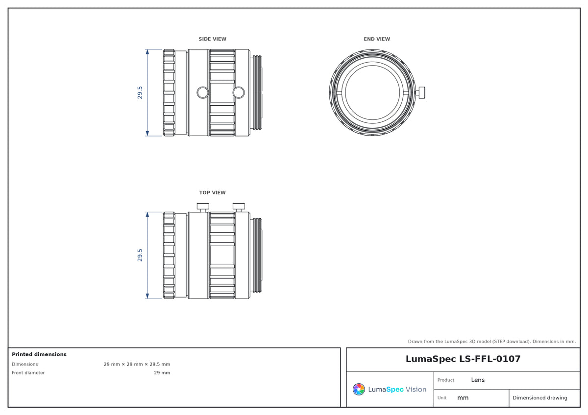 LS-FFL-0107 dimensions (mm)