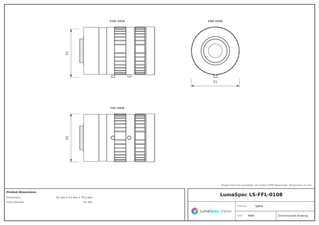 LS-FFL-0108 dimensions (mm)