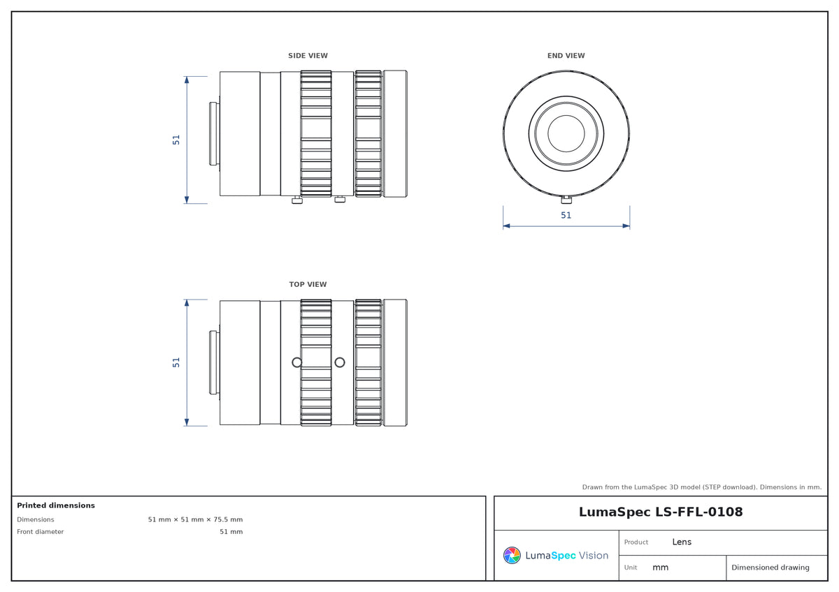 LS-FFL-0108 dimensions (mm)