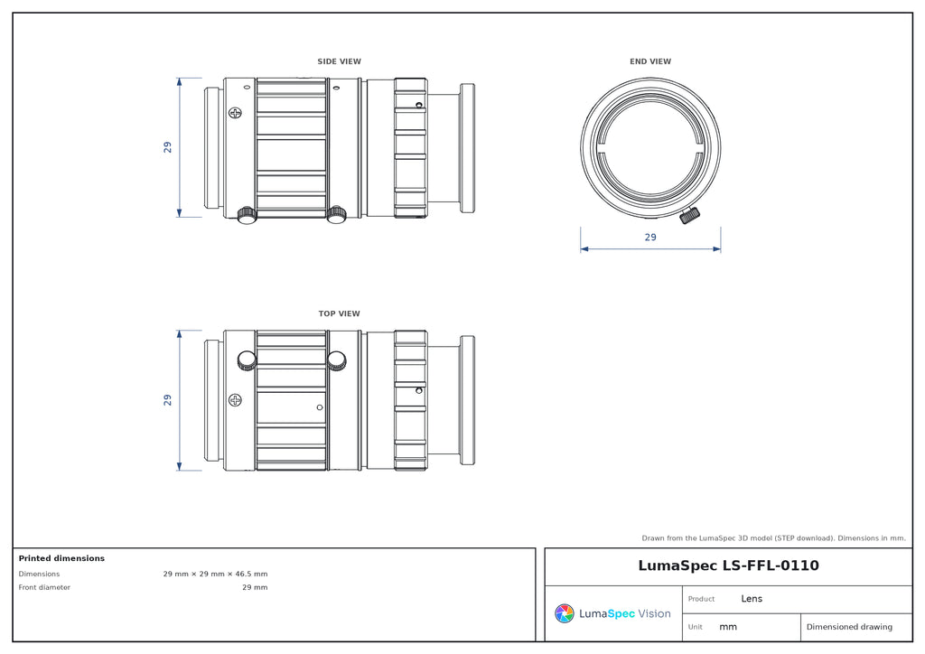 LS-FFL-0110 dimensions (mm)
