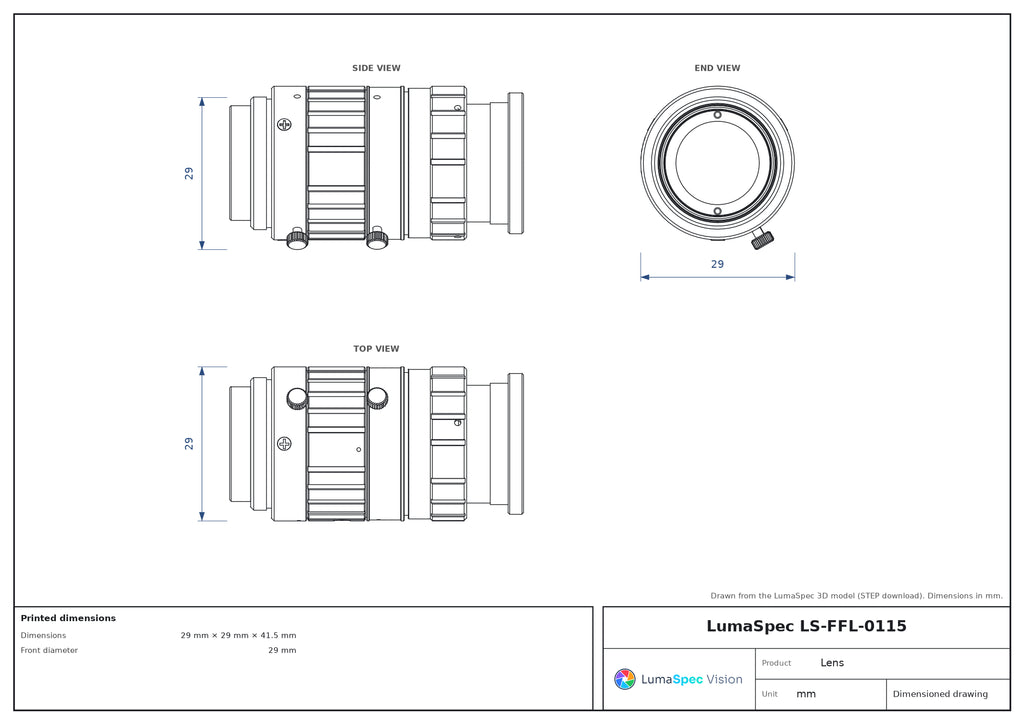 LS-FFL-0115 dimensions (mm)