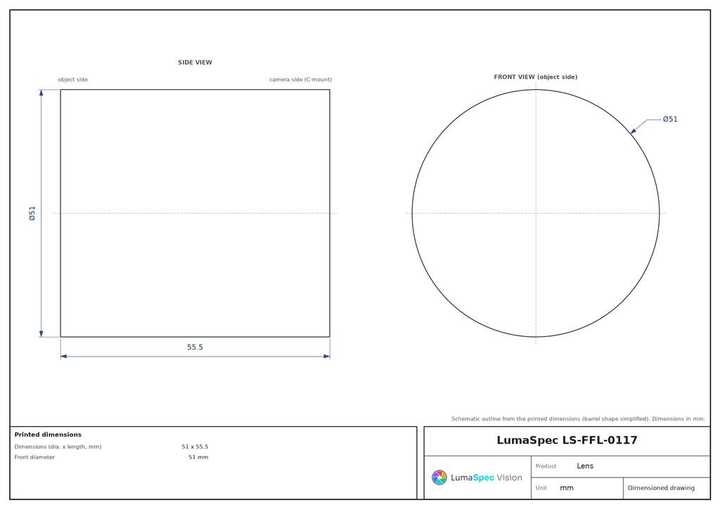 LS-FFL-0117 dimensions (mm)