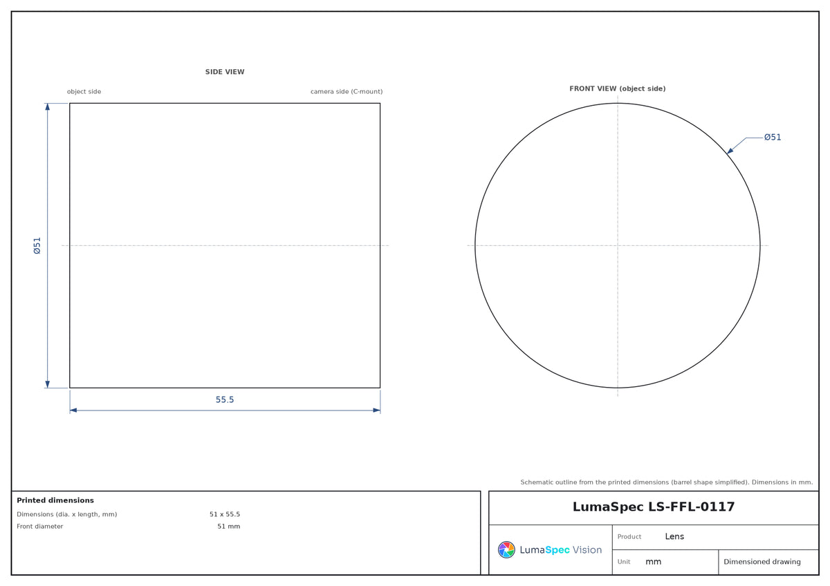 LS-FFL-0117 dimensions (mm)