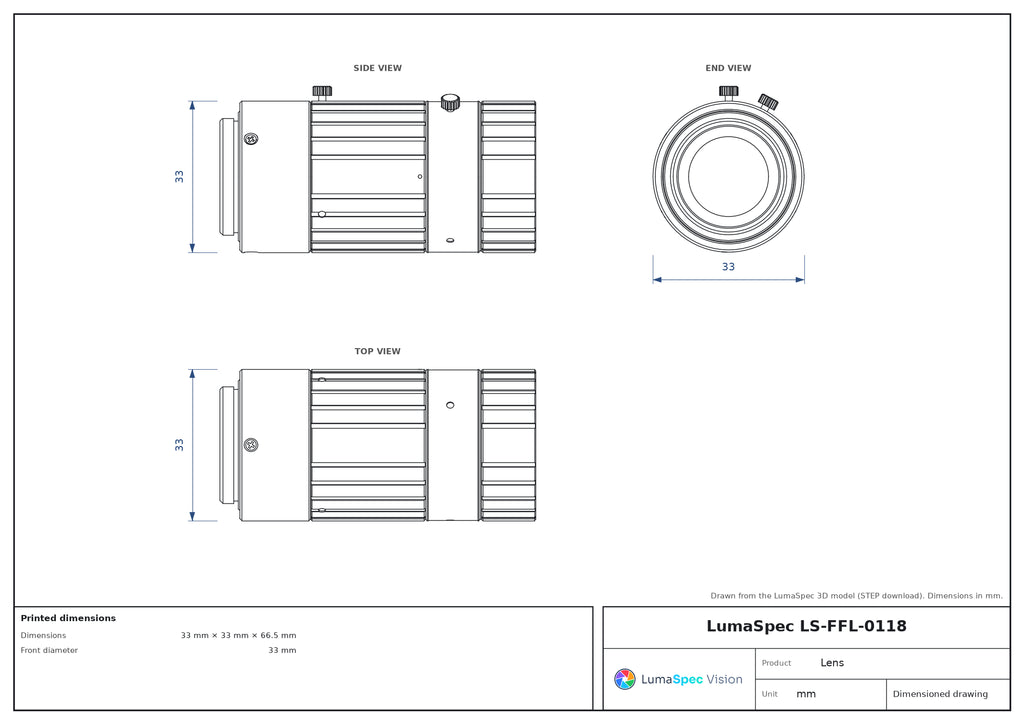 LS-FFL-0118 dimensions (mm)