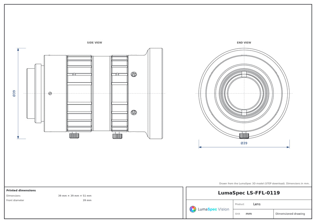 LS-FFL-0119 dimensions (mm)