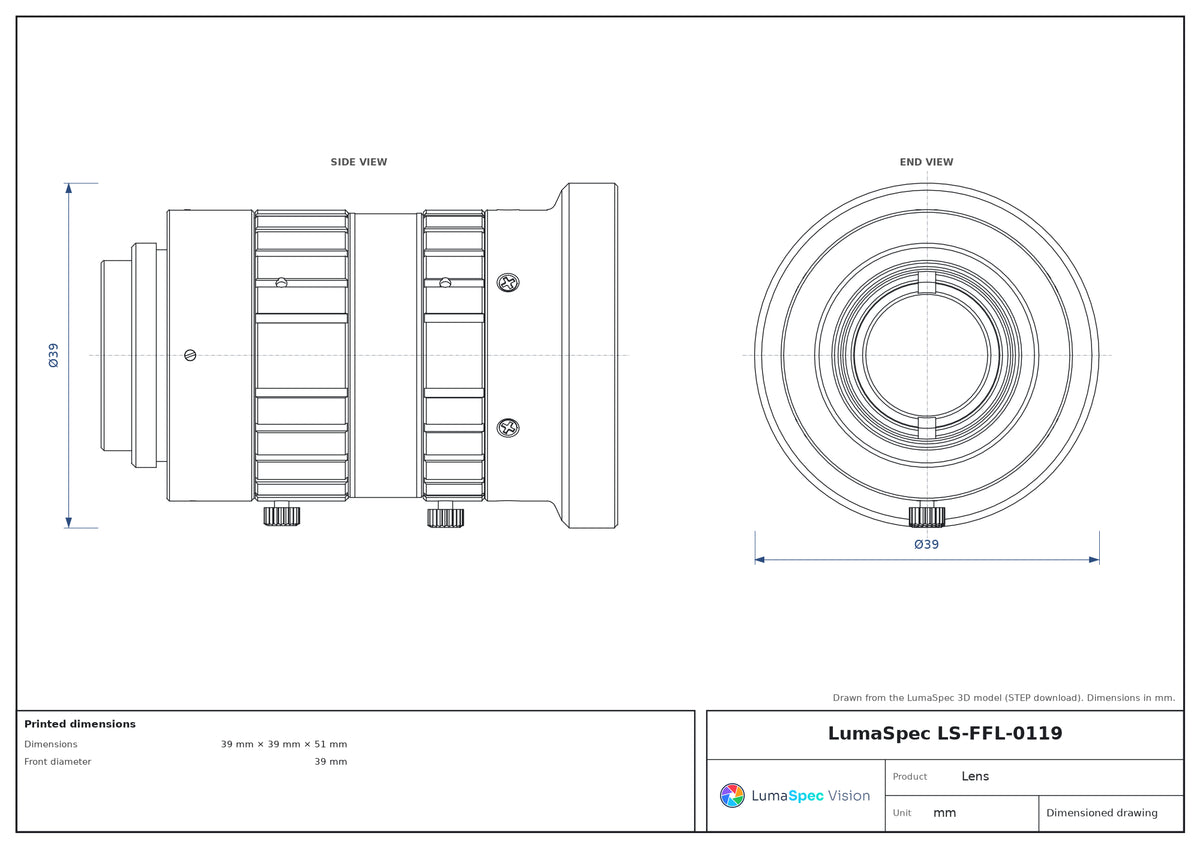 LS-FFL-0119 dimensions (mm)
