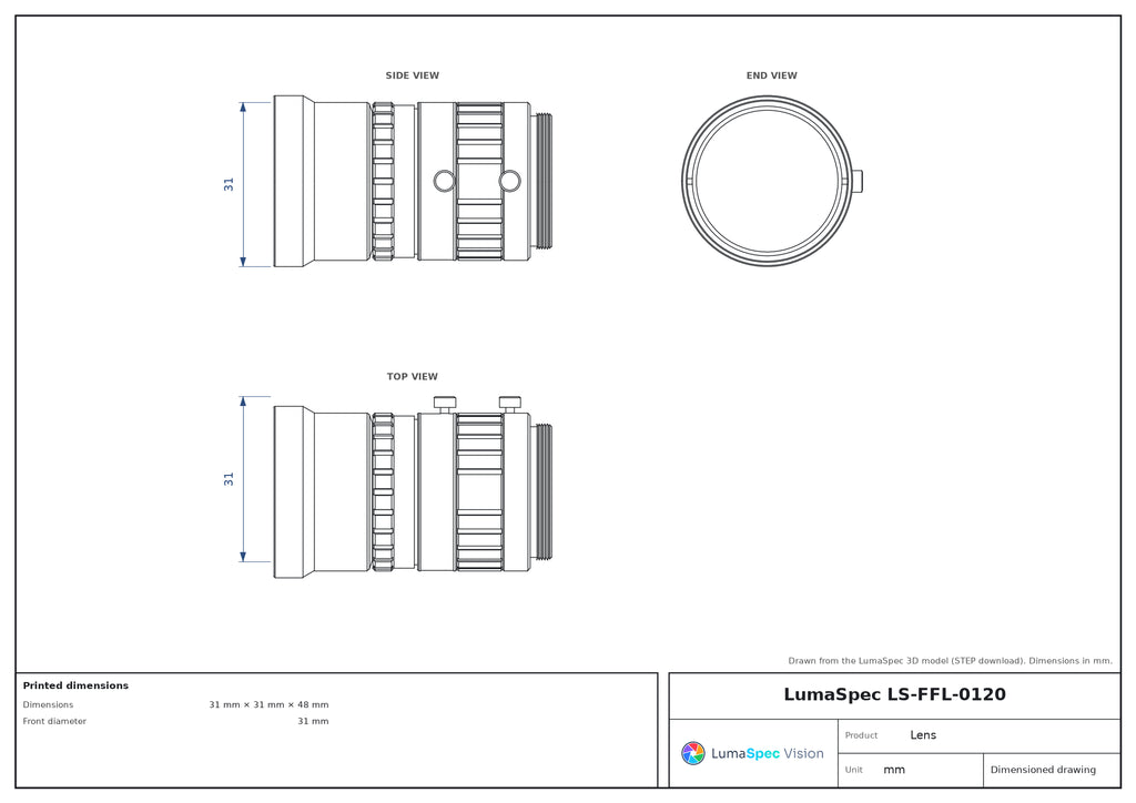 LS-FFL-0120 dimensions (mm)