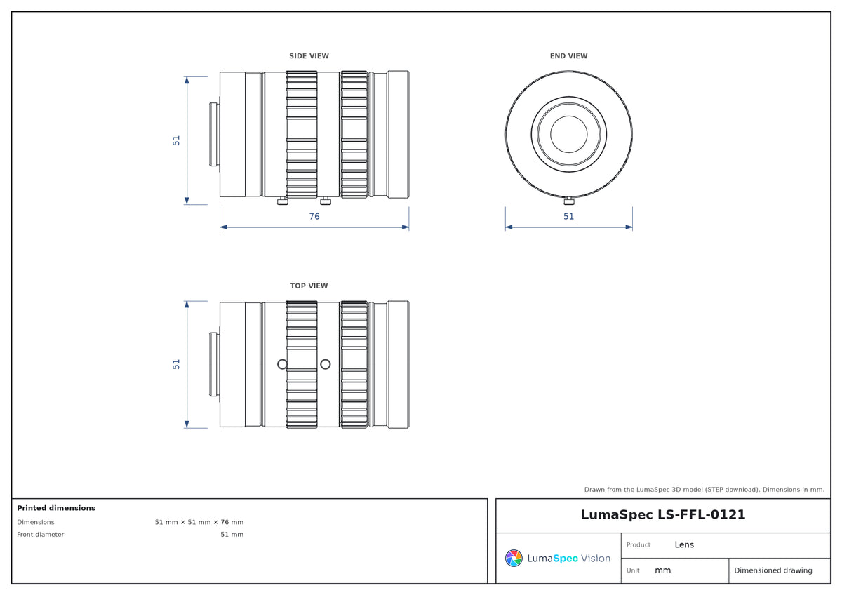 LS-FFL-0121 dimensions (mm)