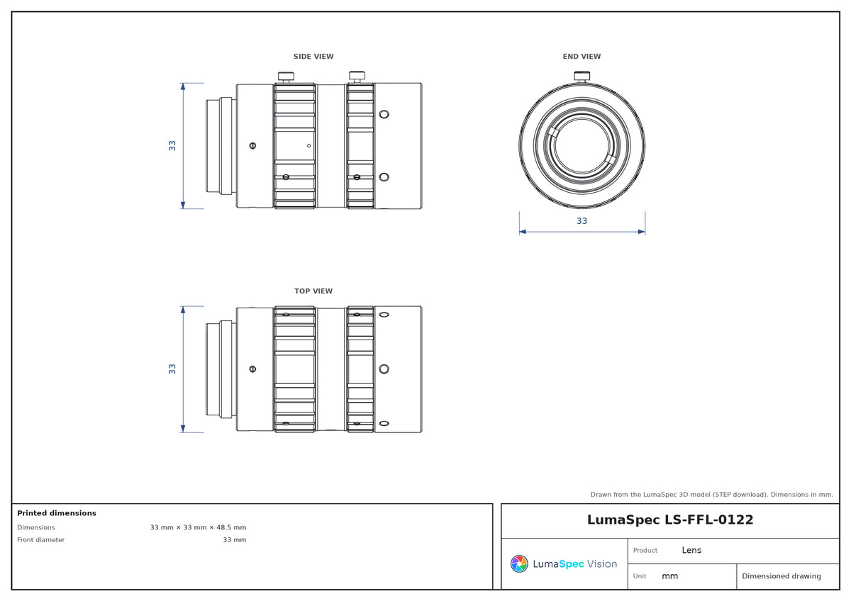 LS-FFL-0122 dimensions (mm)