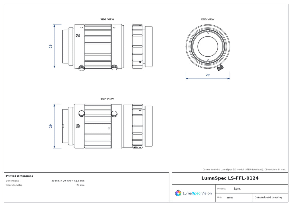LS-FFL-0124 dimensions (mm)