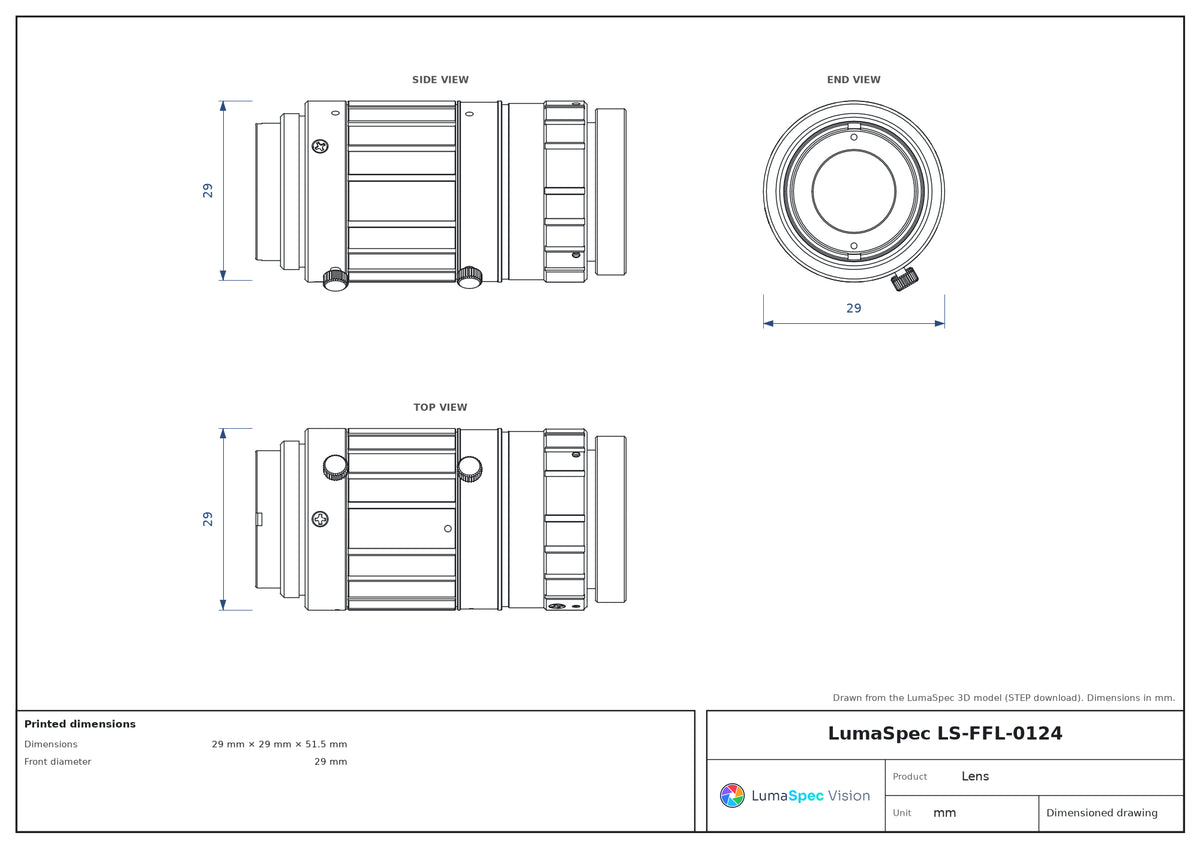 LS-FFL-0124 dimensions (mm)