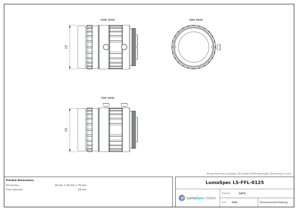LS-FFL-0125 dimensions (mm)
