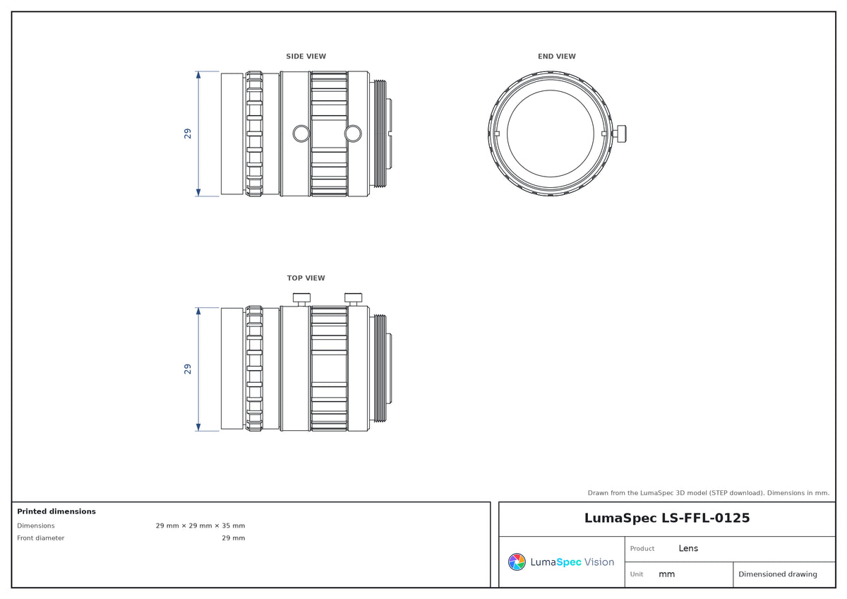 LS-FFL-0125 dimensions (mm)