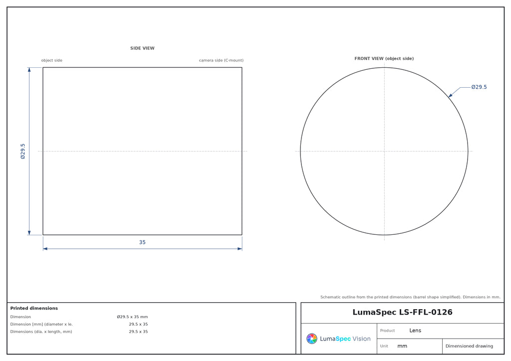 LS-FFL-0126 dimensions (mm)