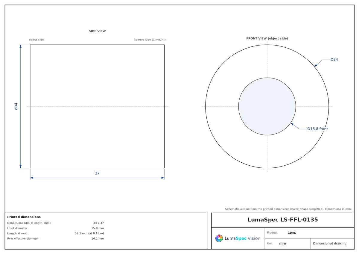 LS-FFL-0135 dimensions (mm)