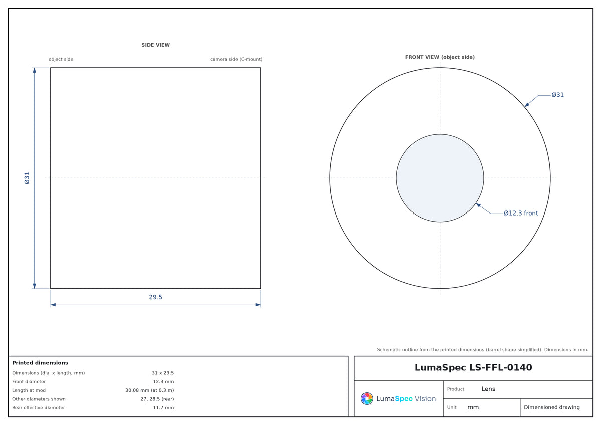 LS-FFL-0140 dimensions (mm)