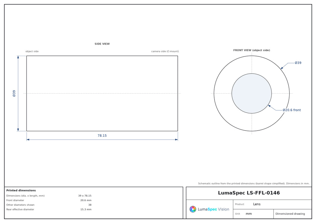 LS-FFL-0146 dimensions (mm)