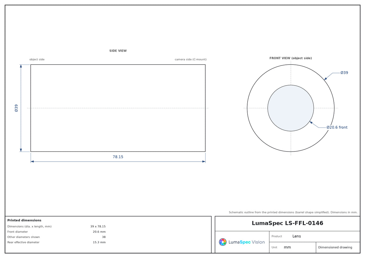 LS-FFL-0146 dimensions (mm)