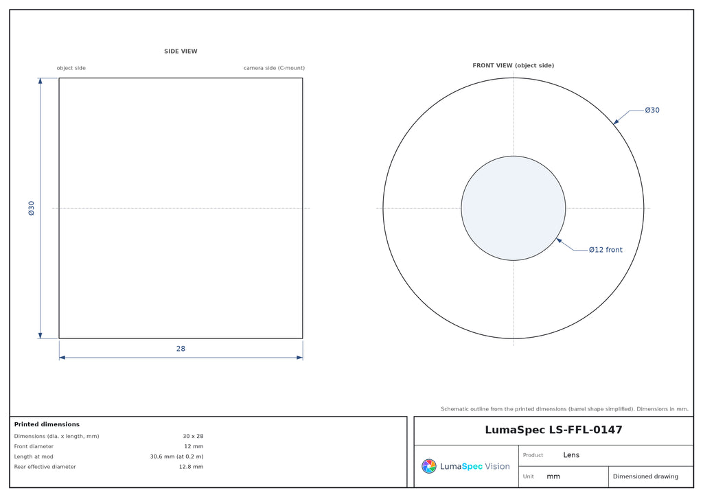 LS-FFL-0147 dimensions (mm)