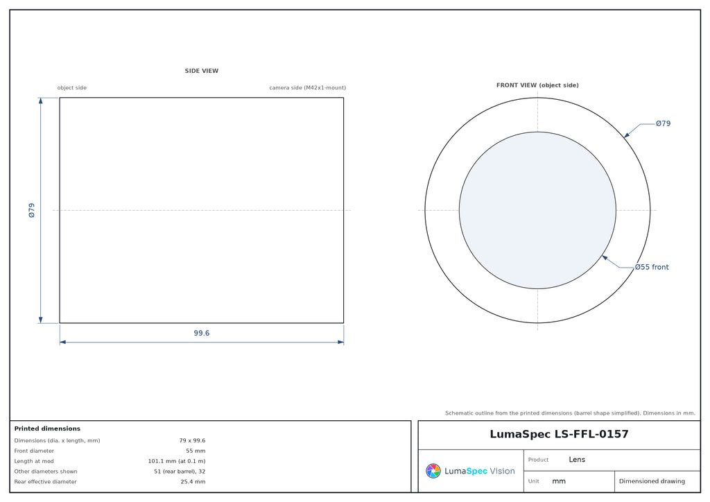 LS-FFL-0157 dimensions (mm)