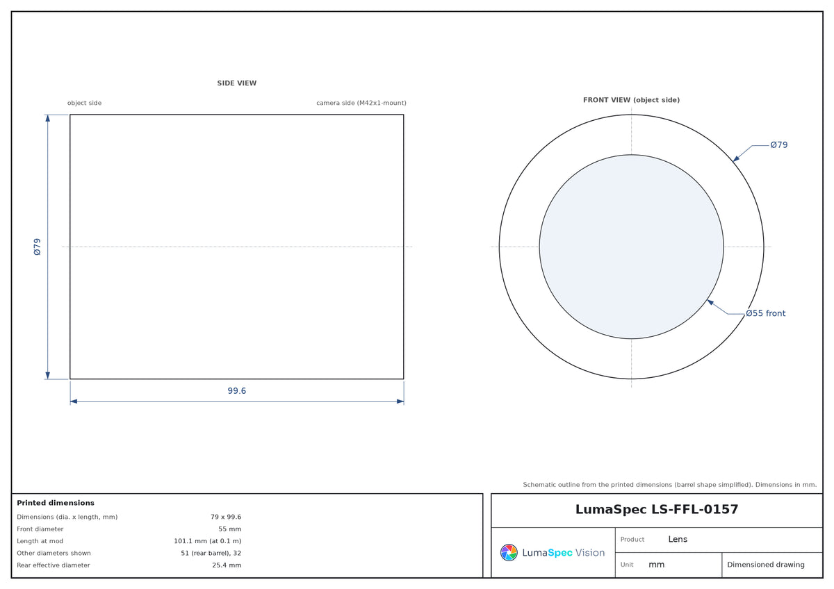 LS-FFL-0157 dimensions (mm)