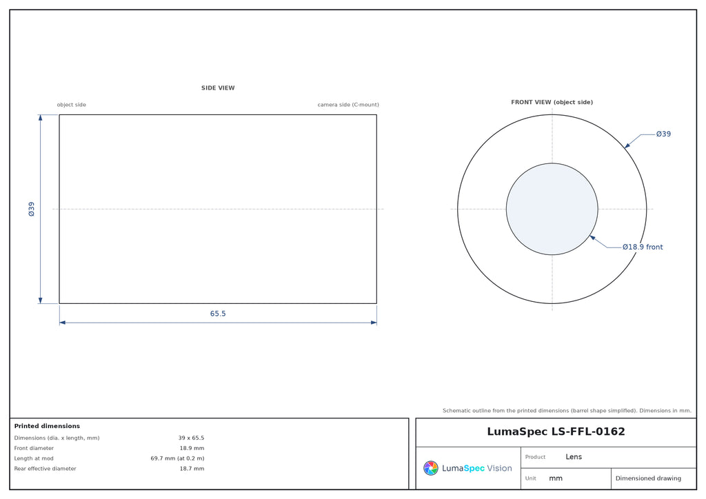 LS-FFL-0162 dimensions (mm)