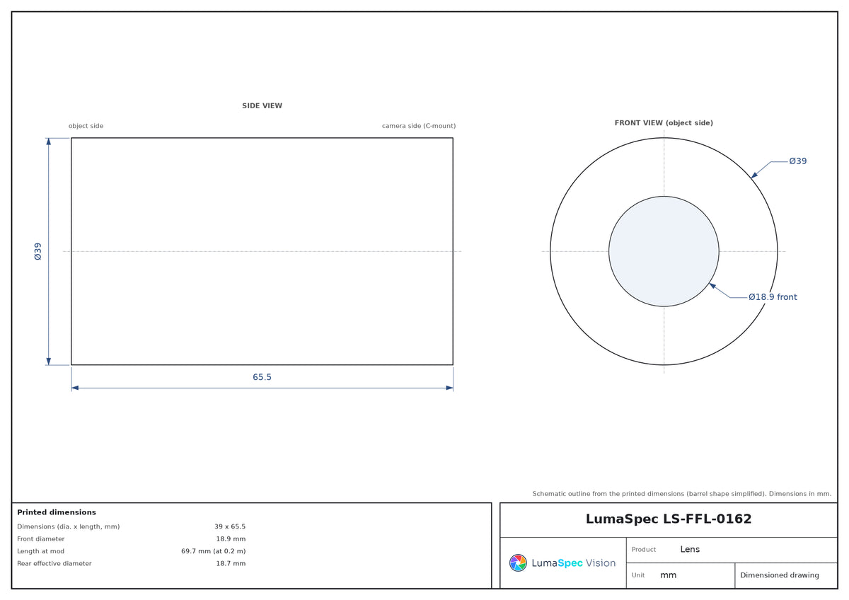 LS-FFL-0162 dimensions (mm)