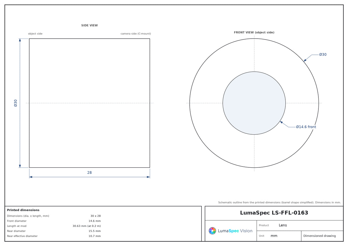 LS-FFL-0163 dimensions (mm)