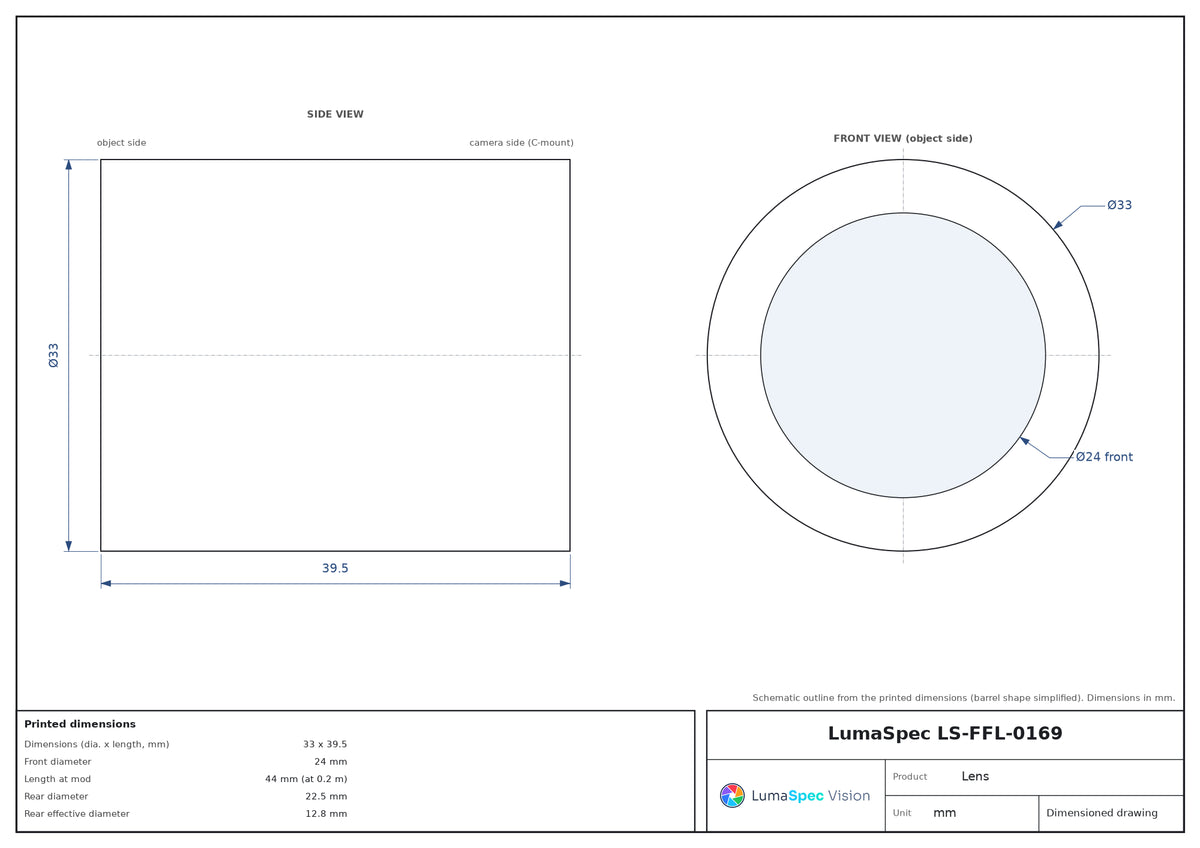LS-FFL-0169 dimensions (mm)