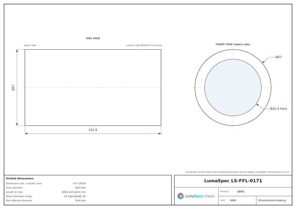 LS-FFL-0171 dimensions (mm)