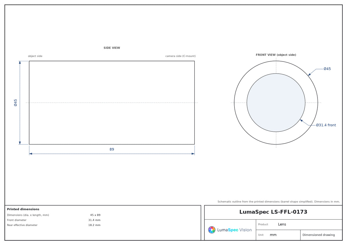 LS-FFL-0173 dimensions (mm)