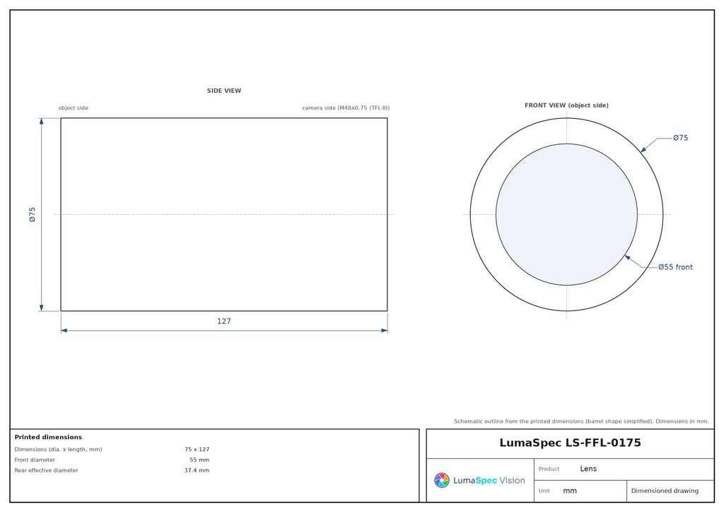 LS-FFL-0175 dimensions (mm)
