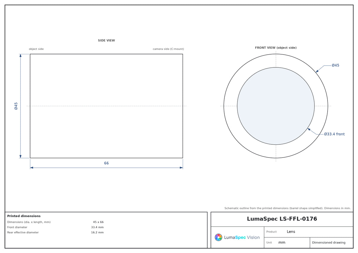 LS-FFL-0176 dimensions (mm)