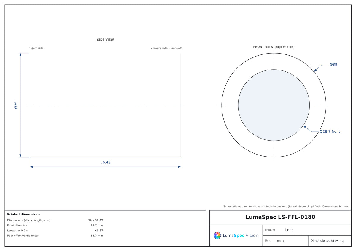 LS-FFL-0180 dimensions (mm)