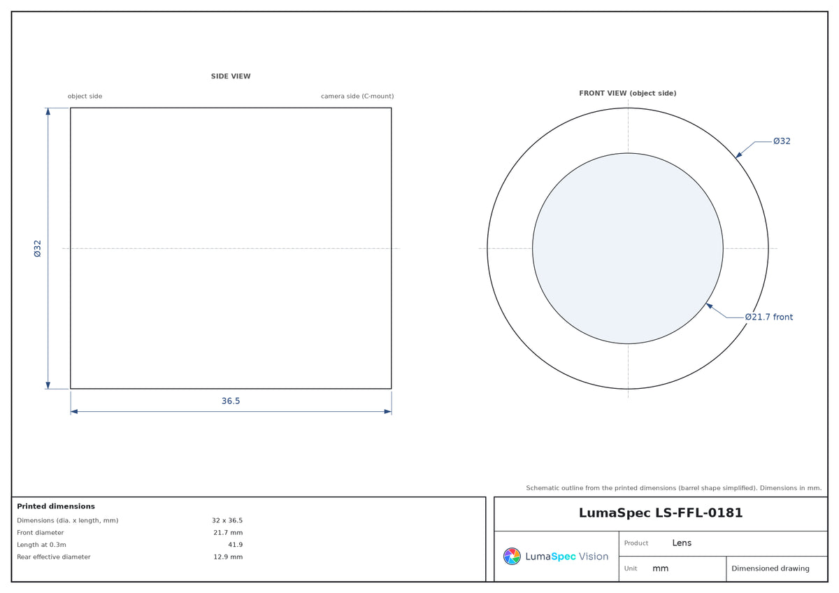 LS-FFL-0181 dimensions (mm)