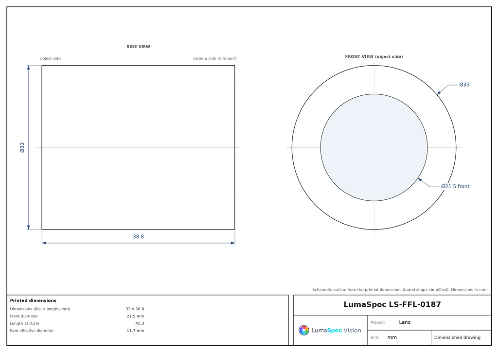 LS-FFL-0187 dimensions (mm)