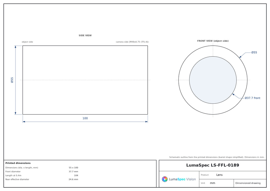 LS-FFL-0189 dimensions (mm)