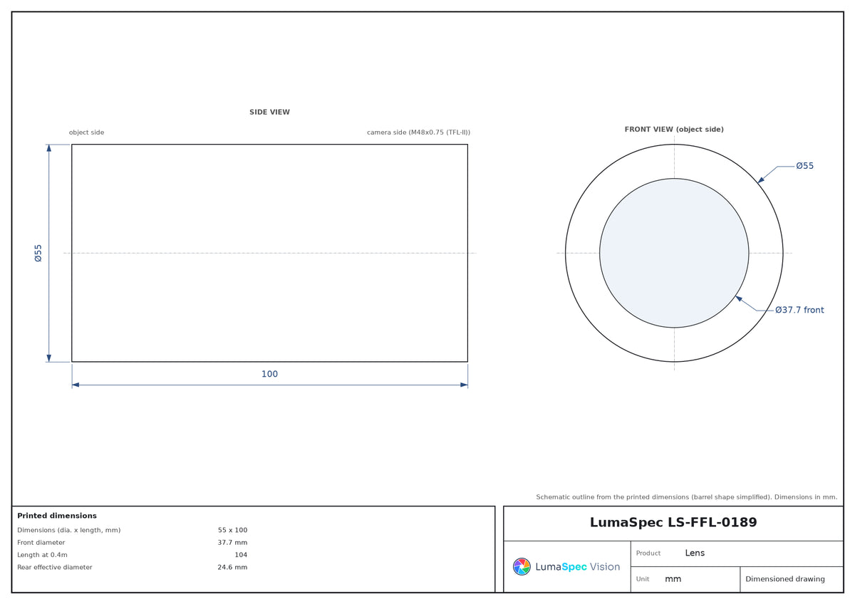 LS-FFL-0189 dimensions (mm)