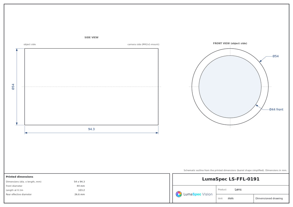 LS-FFL-0191 dimensions (mm)