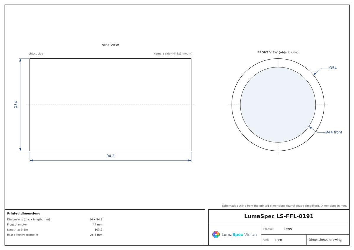 LS-FFL-0191 dimensions (mm)