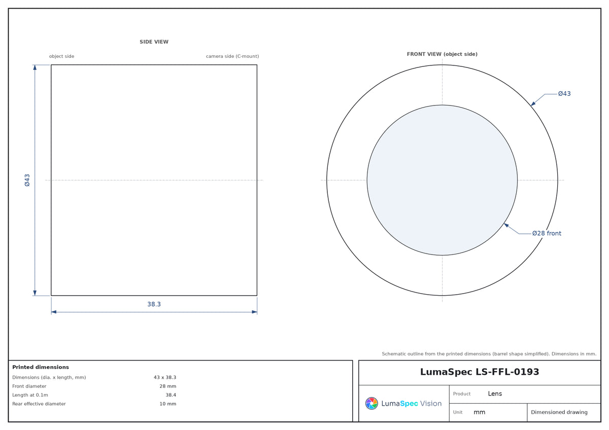 LS-FFL-0193 dimensions (mm)