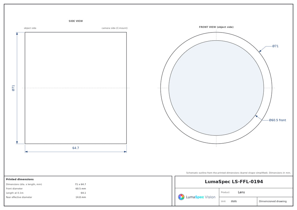 LS-FFL-0194 dimensions (mm)