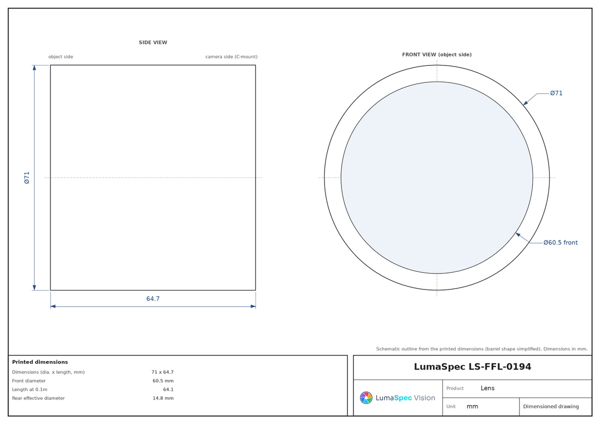 LS-FFL-0194 dimensions (mm)