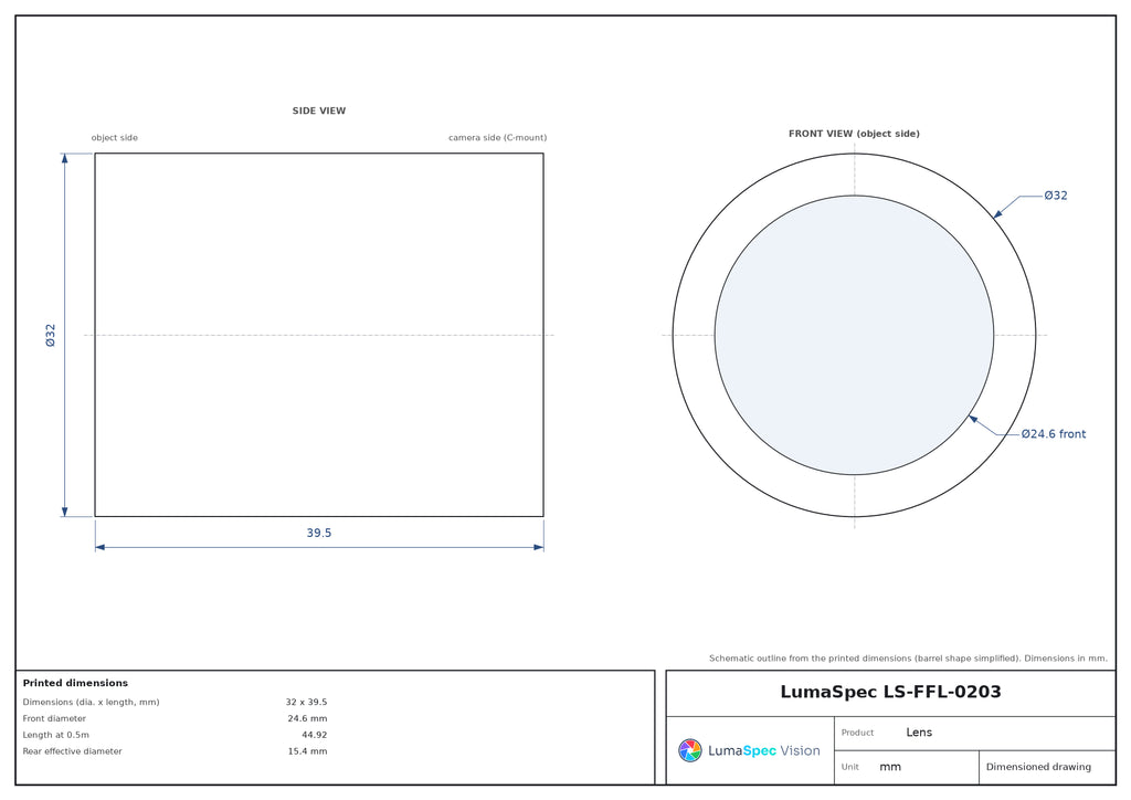 LS-FFL-0203 dimensions (mm)