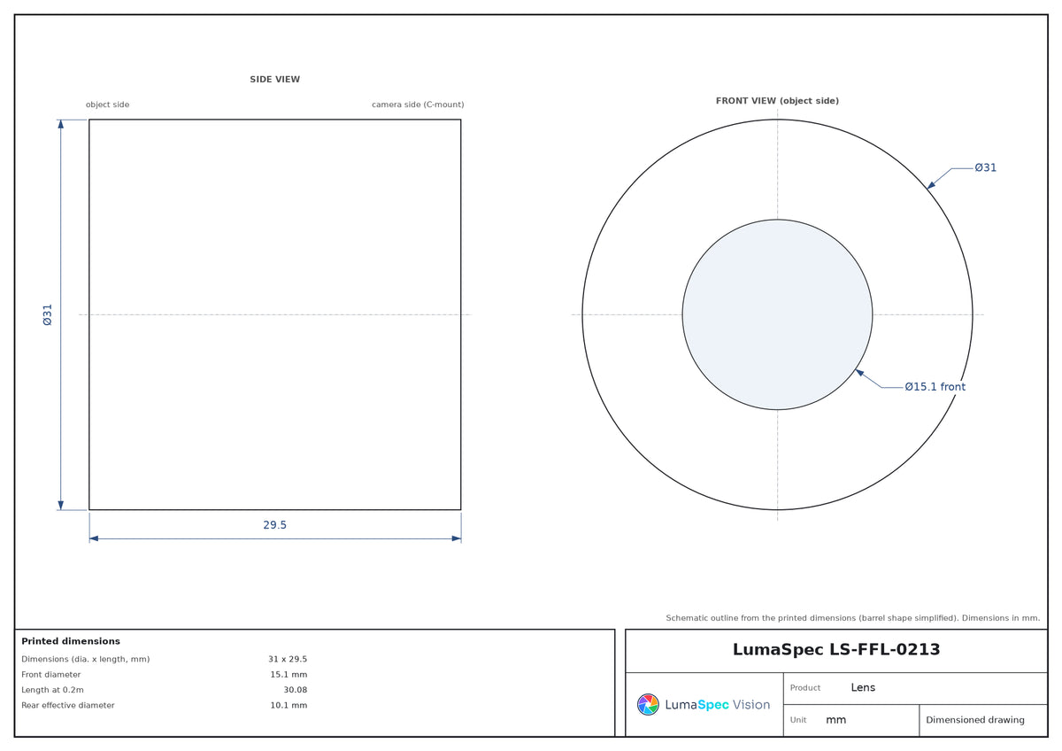 LS-FFL-0213 dimensions (mm)